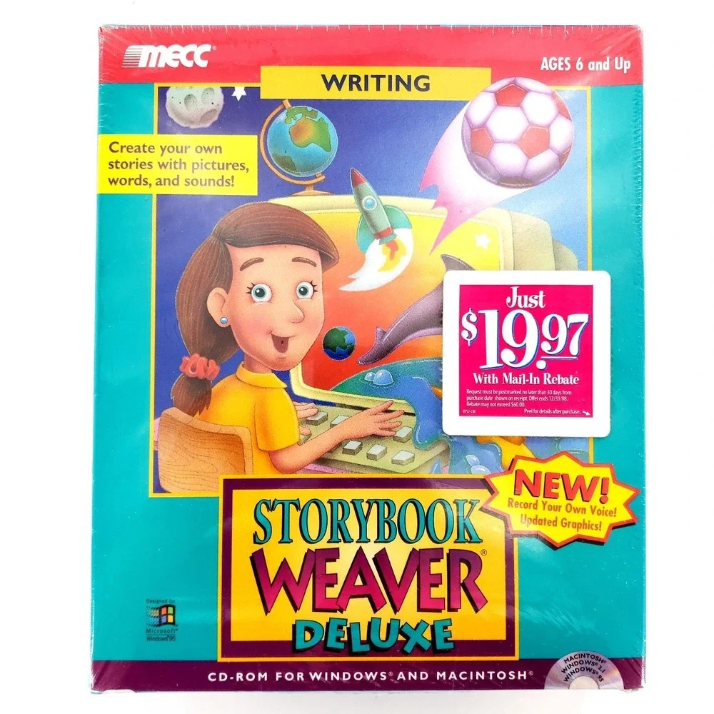 Mecc Storybook Weaver Deluxe Big Box Software CD Windows Mac 1996 New Sealed